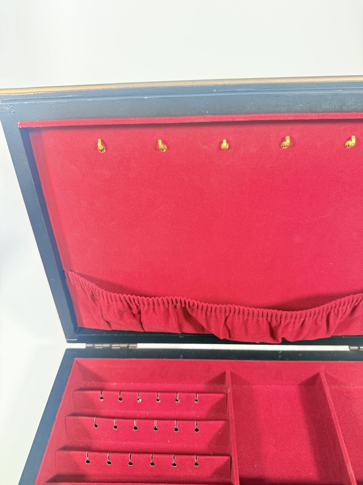 Jewlery Box Embossed Flowers Chinoiserie Oriental Boudoir Table Home Decor Black