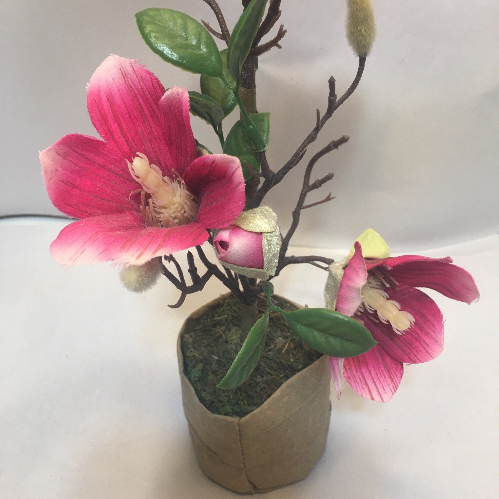 Artificial Japanese Magnolia Flowers in Paper Pot