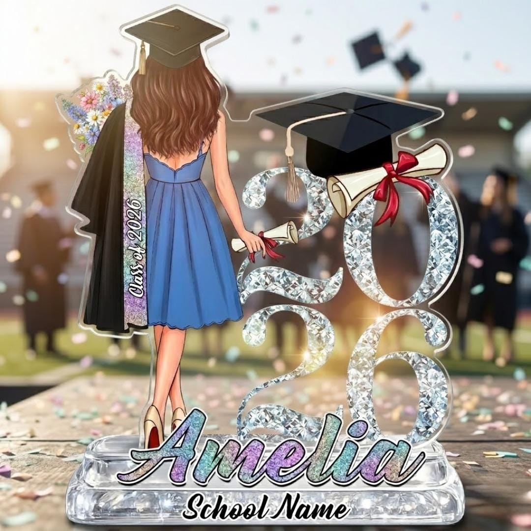 Personalized Graduation Gift 2026 Girl Acrylic Plaque, Custom Name Senior Class