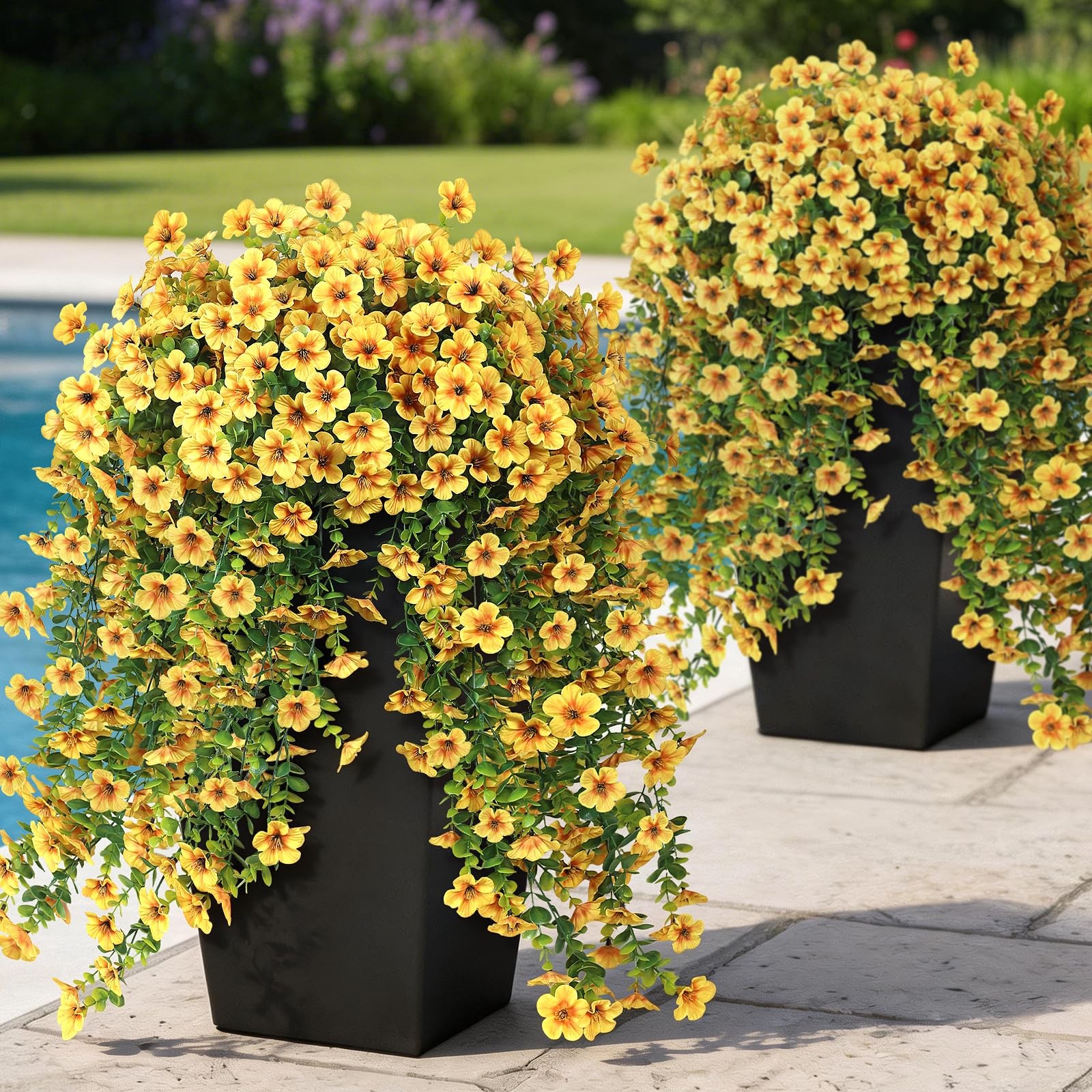 4 Bundles Artificial Hanging Morning Glory Flowers for Outdoor, Realistic Han…