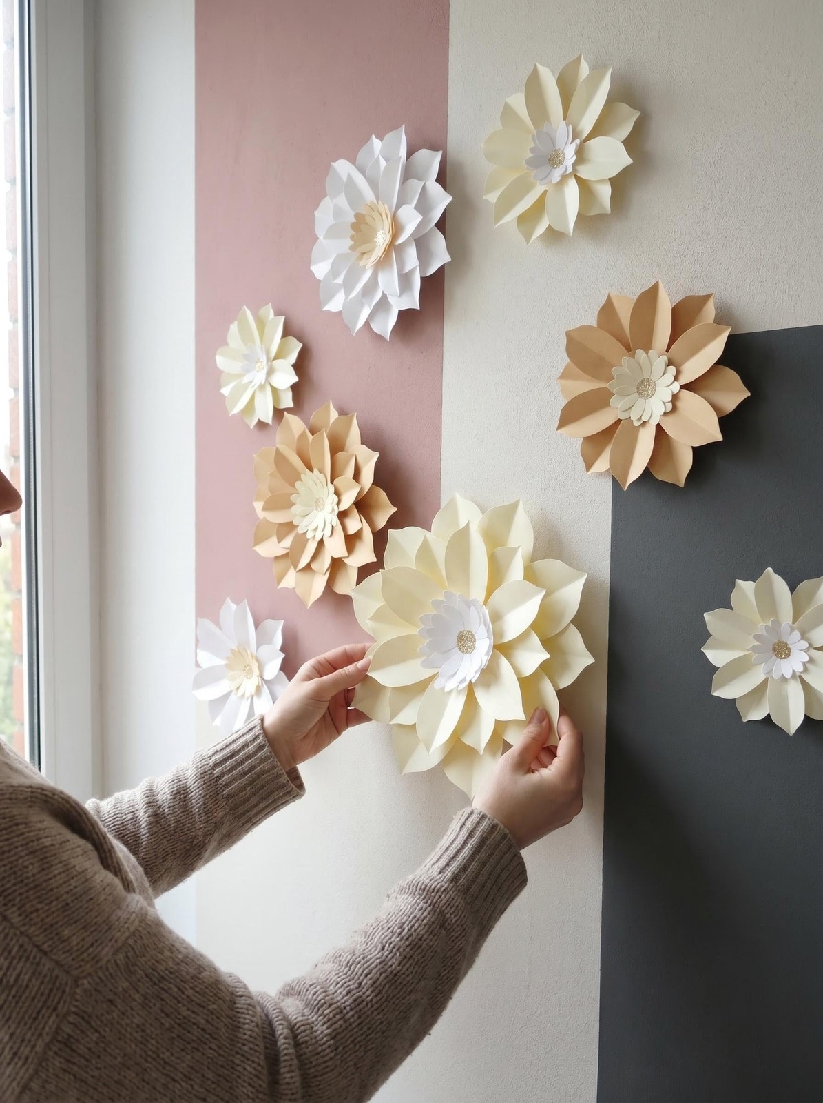 Rustic Wedding Wall Decor- Assorted 6-10 Inch Ivory Cream White Flowers for N…
