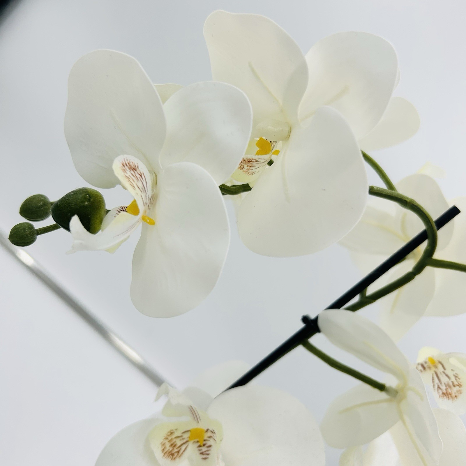 White Phalaenopsis 19″ Orchid Artificial Flowers with Black Vase Arrangement