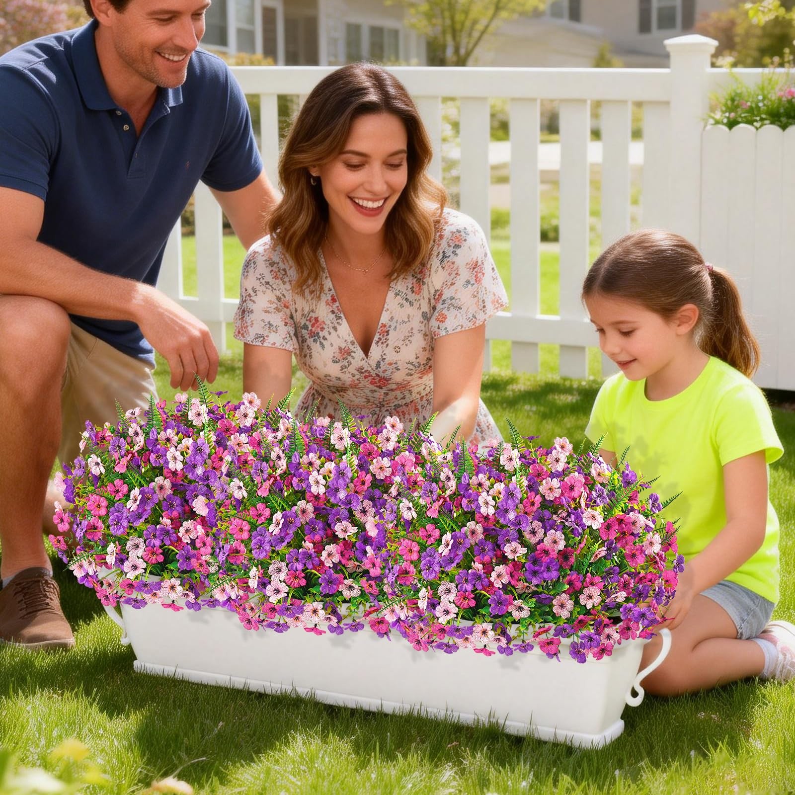12 Bundles Artificial Flowers for Outdoors Plants for Garden Porch Mixing+Fern A
