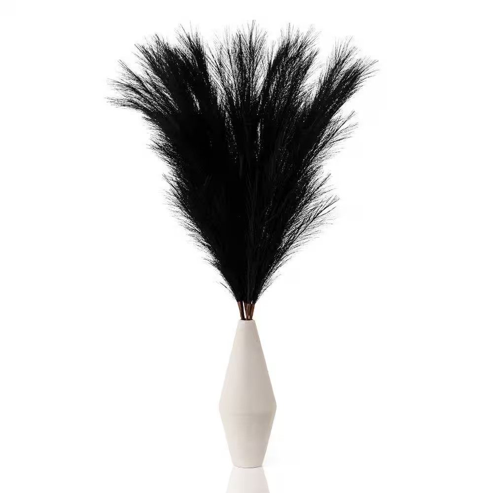 Black Color Family Artificial Plant 43 In. Tall Pampas Grass Feathers Set for Ho