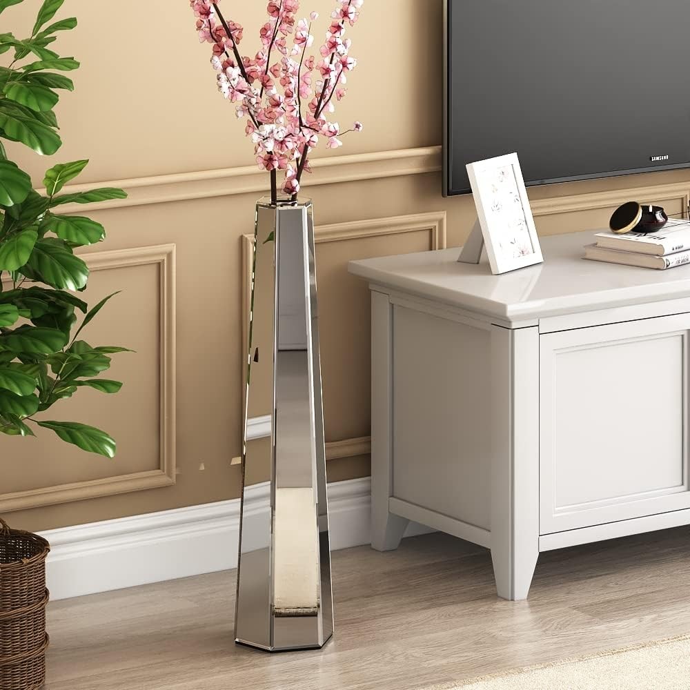 Modern Decorative Vase Silver Flower Vase for Home Decor Centerpiece Living Room