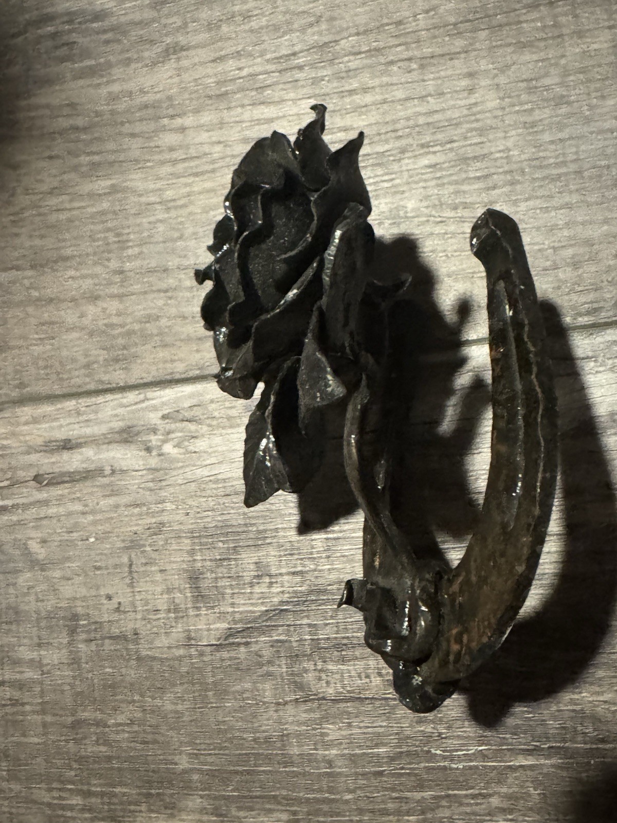 Handcrafted Custom Welded Metal Single Rose on Horseshoe