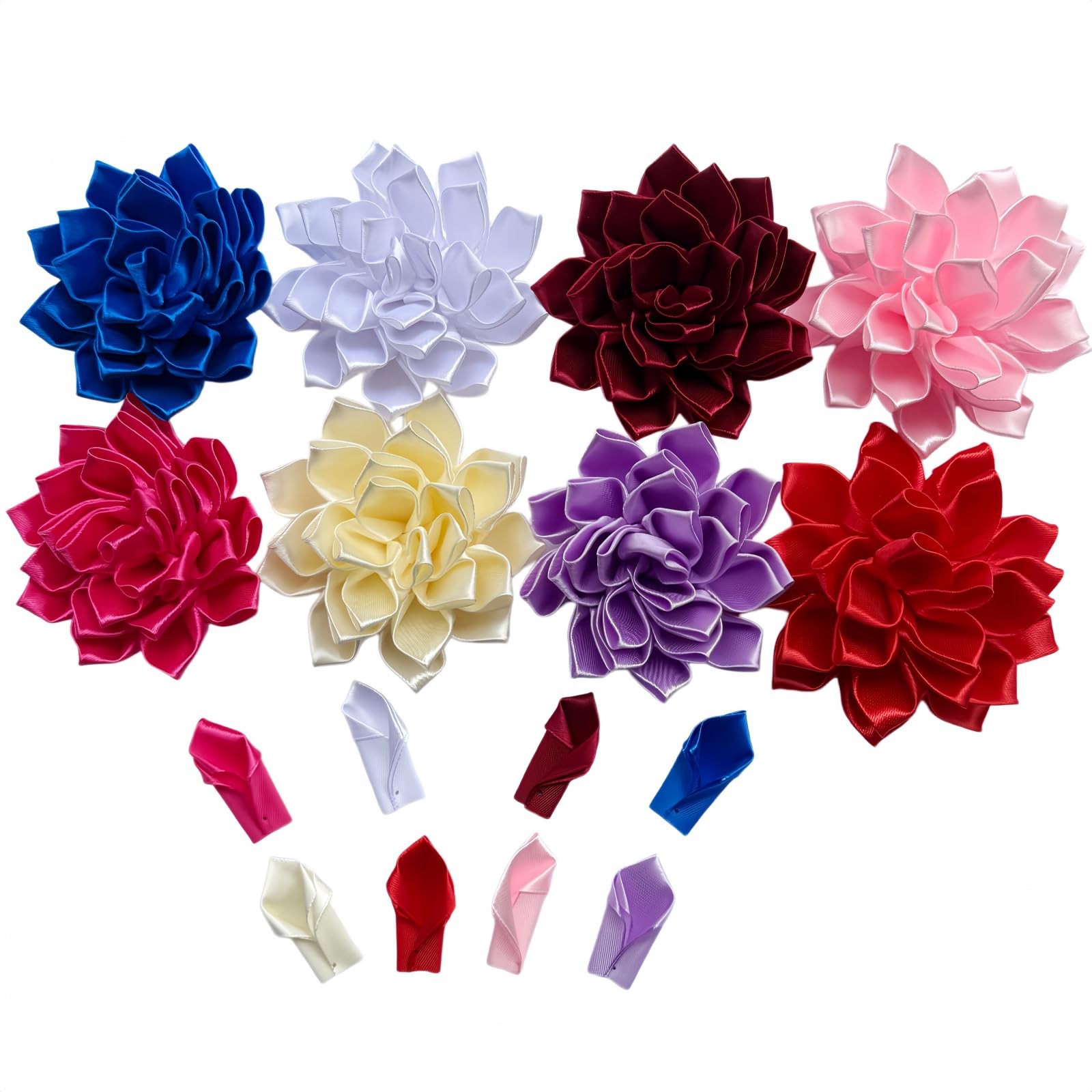 300 Counts Pre-Made Satin Ribbon Rose Petals Dahlia Lotus Flower Petals, Semi…