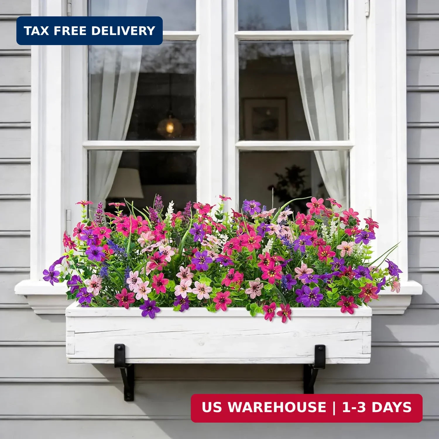 Roberly 24 Bundles Artificial Flowers for Outdoors, UV Resistant Colorful Fake L