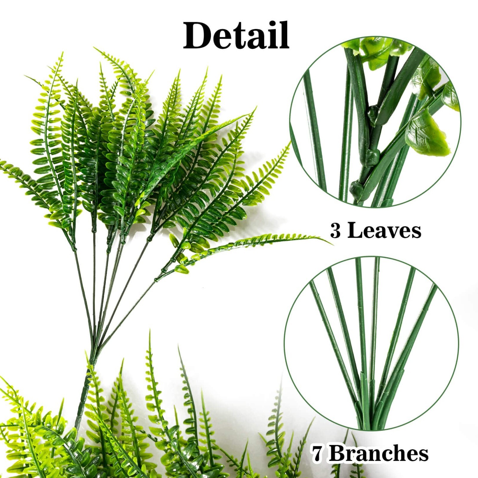 20PCS Artificial Boston Fern Stems – Realistic Faux Greenery for Home, Garden, P