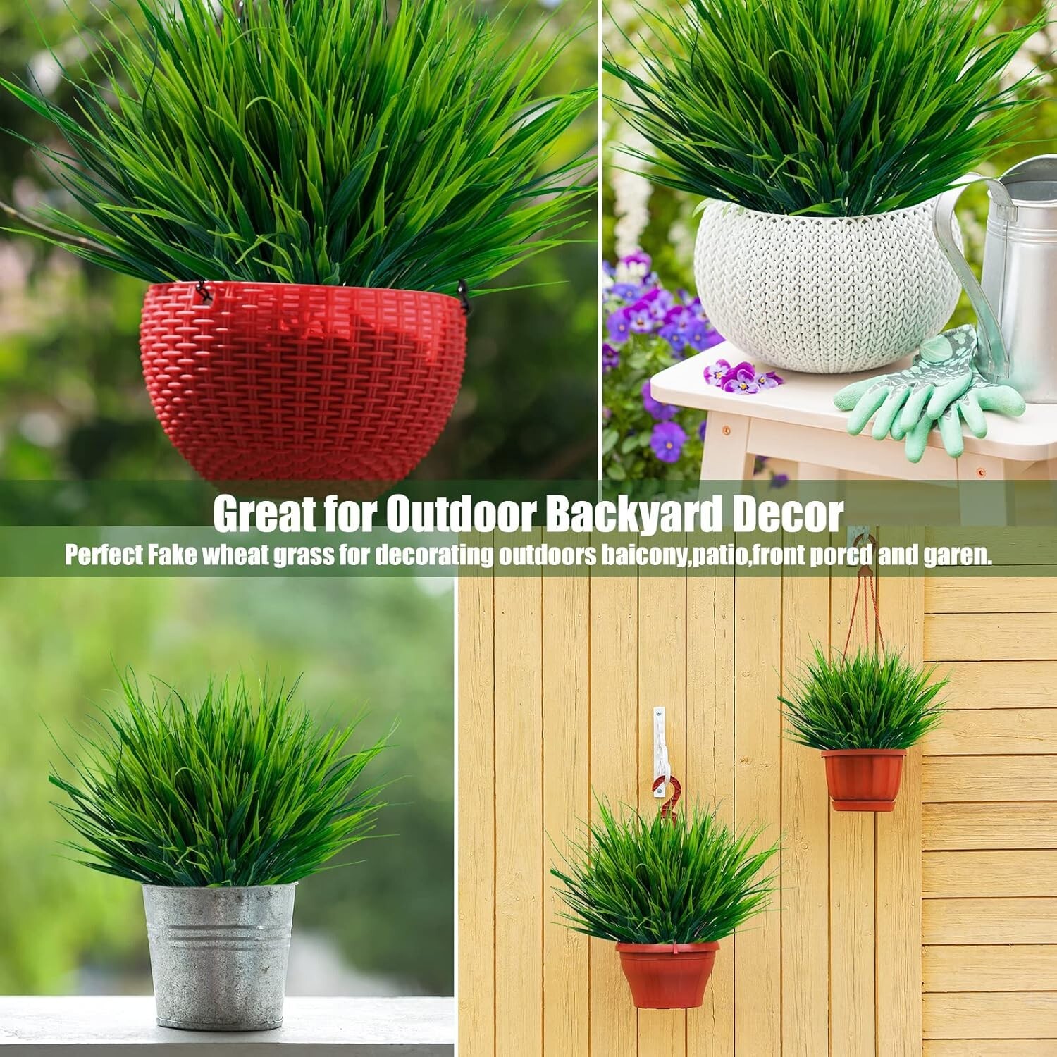 20pcs UV Resistant Faux Wheat Grass for Lifelike Outdoor Decor – Greenery Shrubs