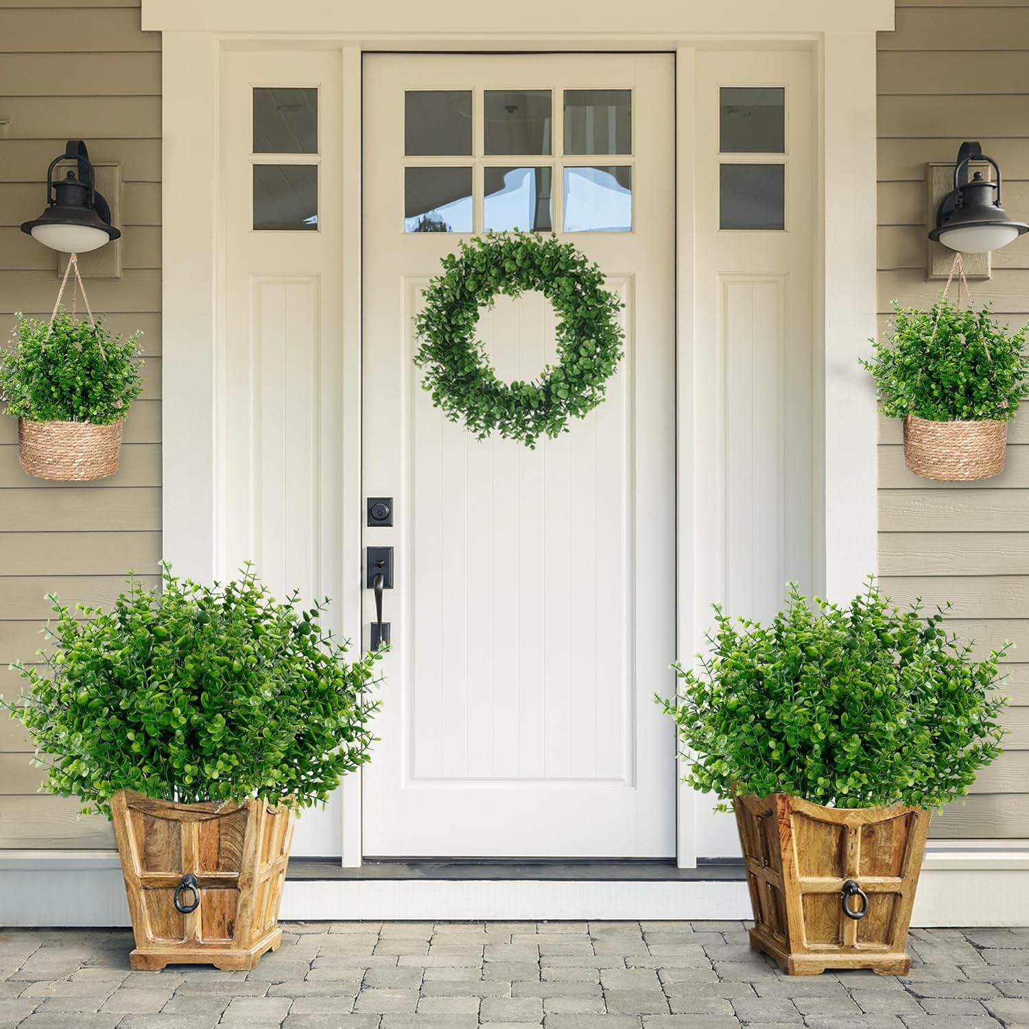 UV Resistant Artificial Boxwood Shrubs 12 Bundles Outdoor Boxwood Hedges Plants