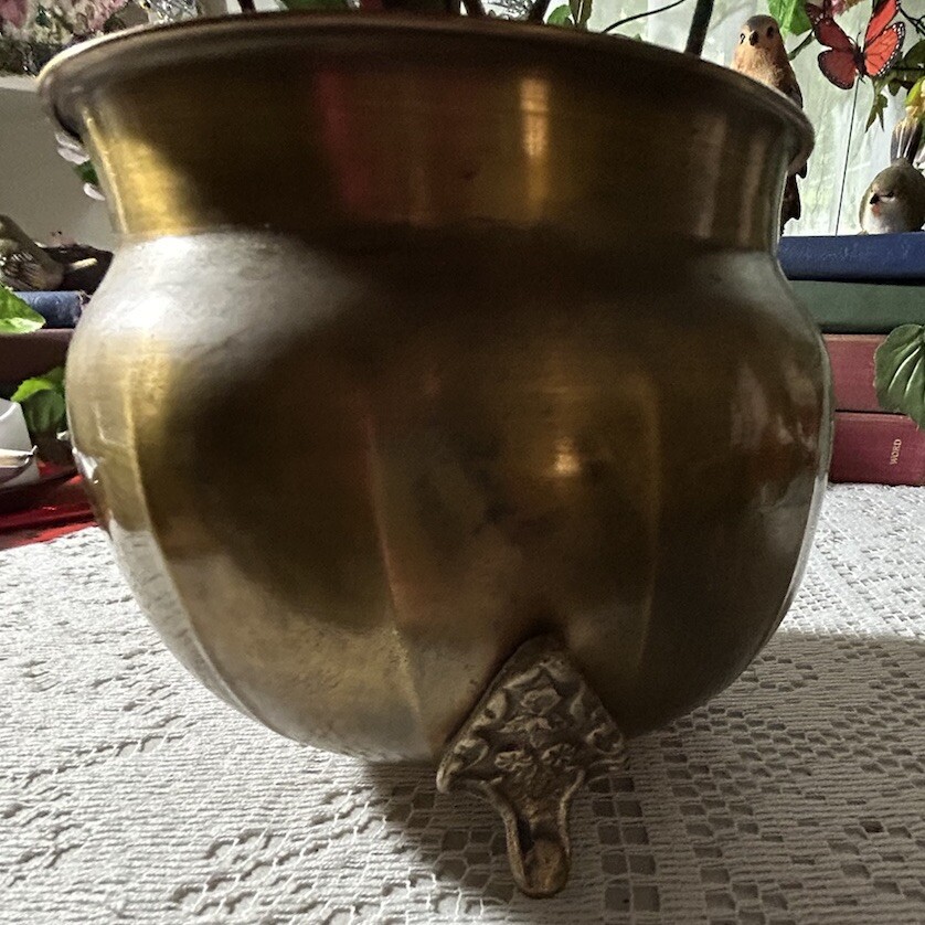 Artificial Orchids In Brass Urn With 3 Feet 20” Tall Darker Colors Due To Light