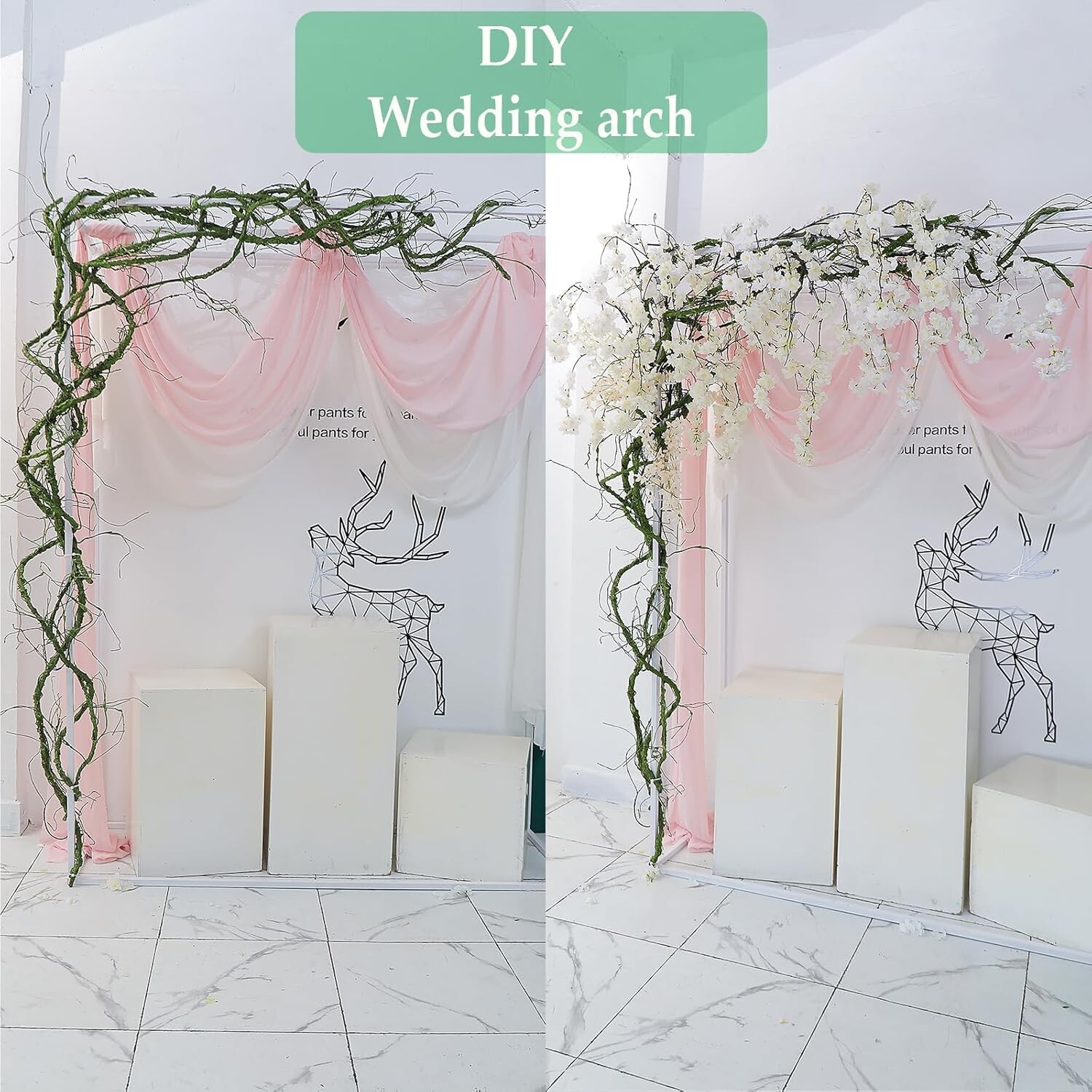 300cm/118inch Flexible Artificial Tree Branches Fake Tree Trunk Small Green