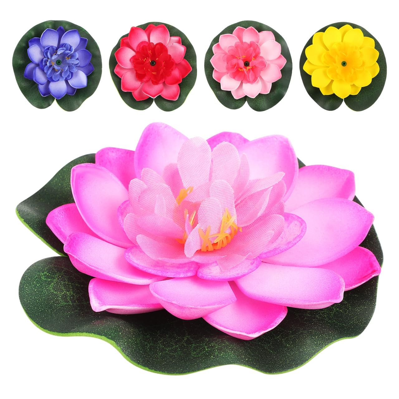 Artificial Floating Water Lily Lotus Flowers with Foam Pads Realistic Simulat…