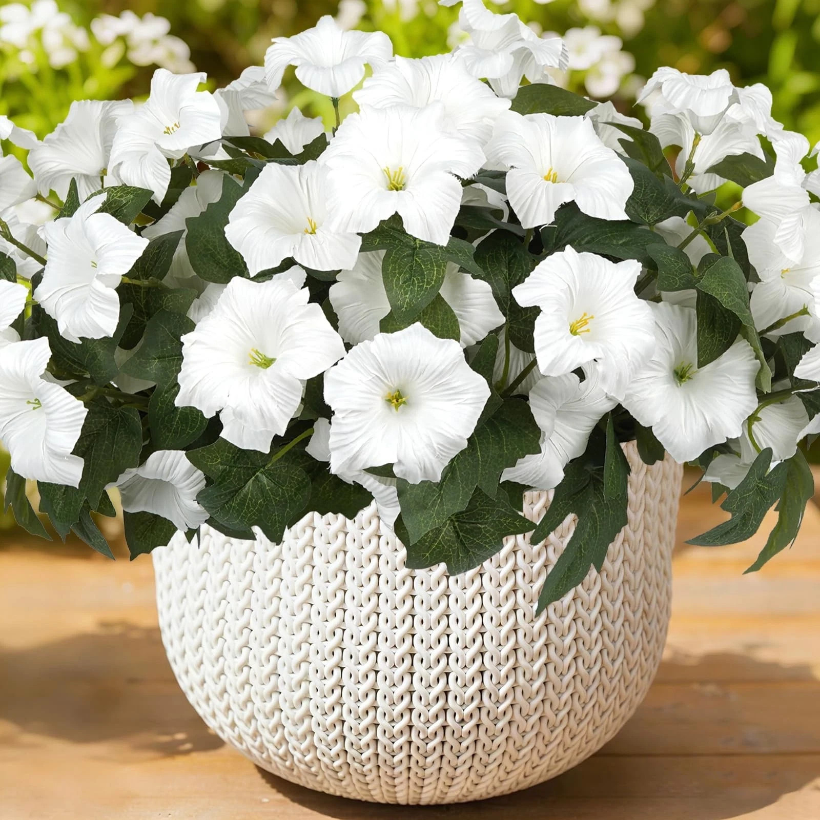 Artificial Flowers for Outdoors, Faux Petunias Spring Summer Decoration, Fake…