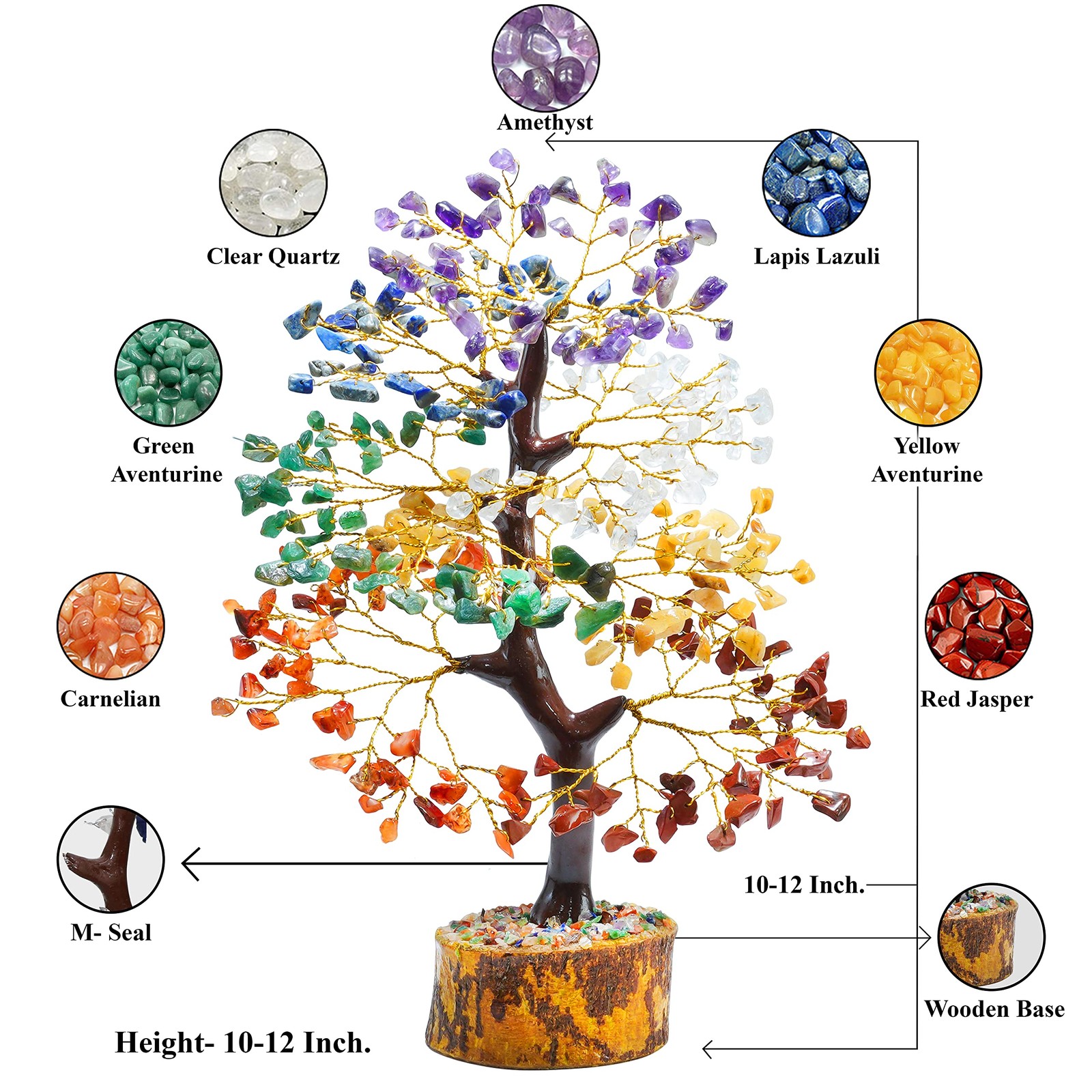 Seven Chakra Gemstone Tree of Life – Crystal Tree Artificial Bonsai Tree Feng…