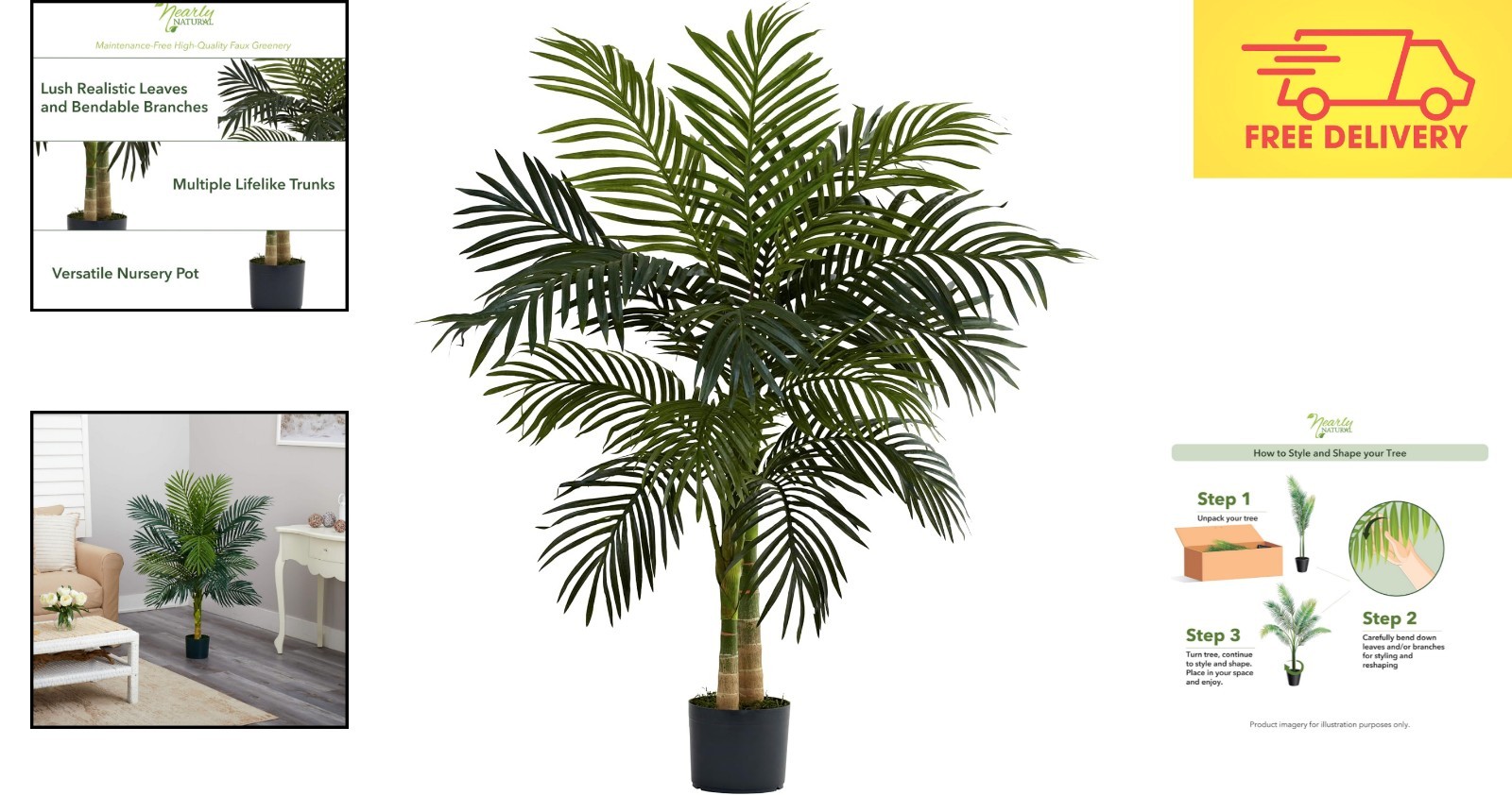 Lush 4ft Double Stalk Golden Cane Palm – Maintenance Free Indoor Decoration