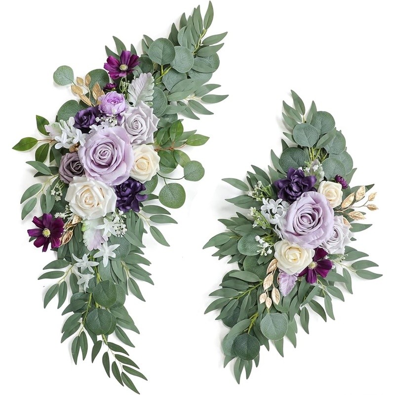 Purple Flower Swag Kit Wedding Decoration Easy Install Faux Silk Arch Flowers US