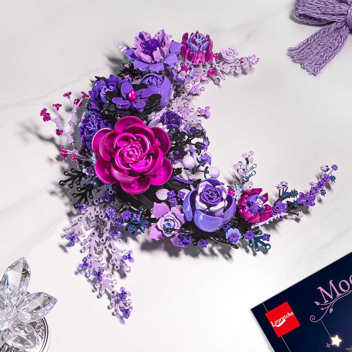 Purple Moon Flower Building Set, Botanical Collection Artificial Flowers Buildin