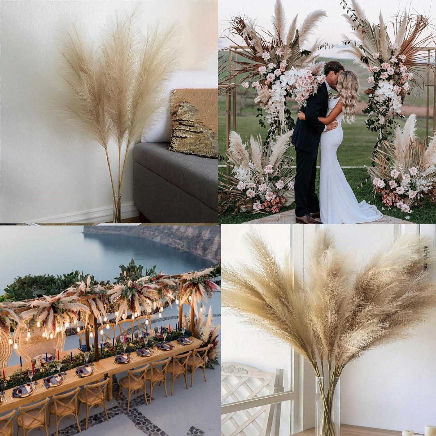 38″ 10 Stems Faux Pampas Grass Decor – Tall Pampas Grass for Floor Vase Fluff…