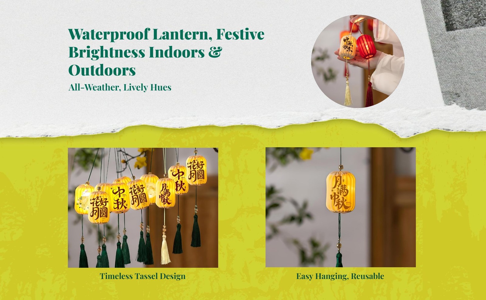 Mid-Autumn Festival Lantern Waterproof Outdoor Hanging Decor