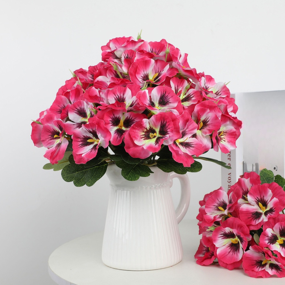 Silk Pansy Flower Bouquet for Wedding Reception Decor Home Wall Display