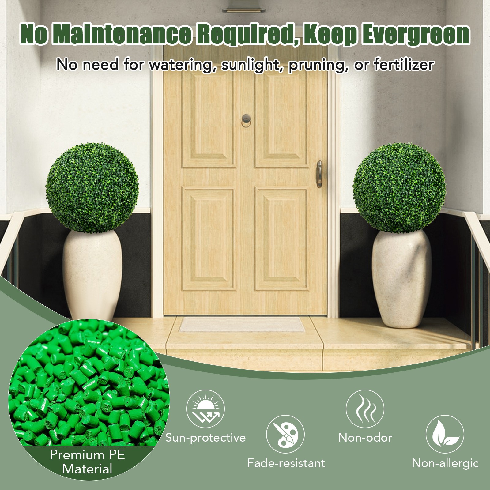 2 Pcs 20 In Artificial Plant Boxwood Topiary Ball Patio Garden Backyard Decor