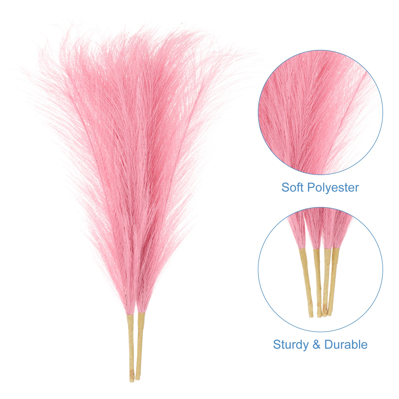2pcs Faux Pampas Grass 17 Inch 10 Stem Artificial Grass for Decor, Dark Pink