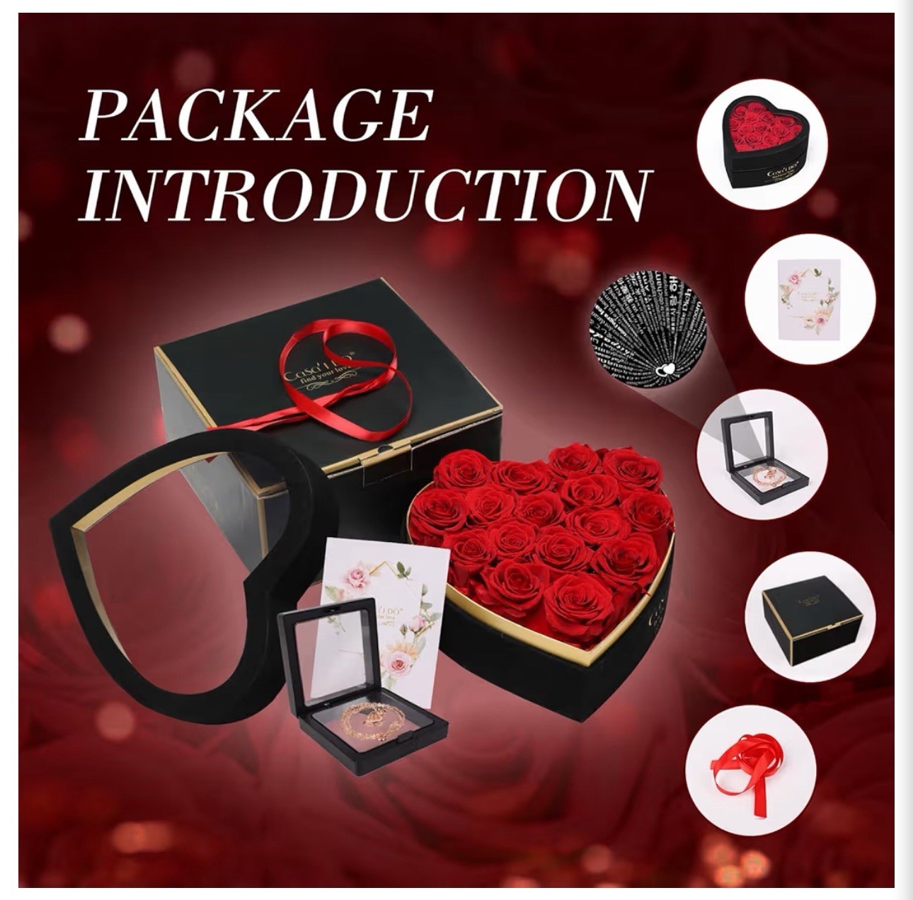 Preserved Roses Heart Box 16 Eternal Flowers Birthday Anniversary Gift