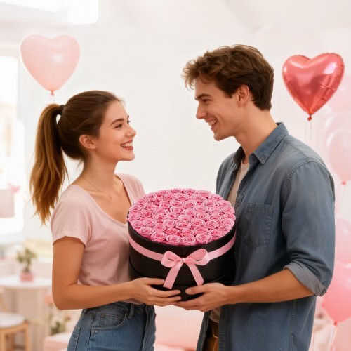 Forever Flowers, 50 Preserved Roses in a Box, Eternal Flowers Immortal Bouquet B