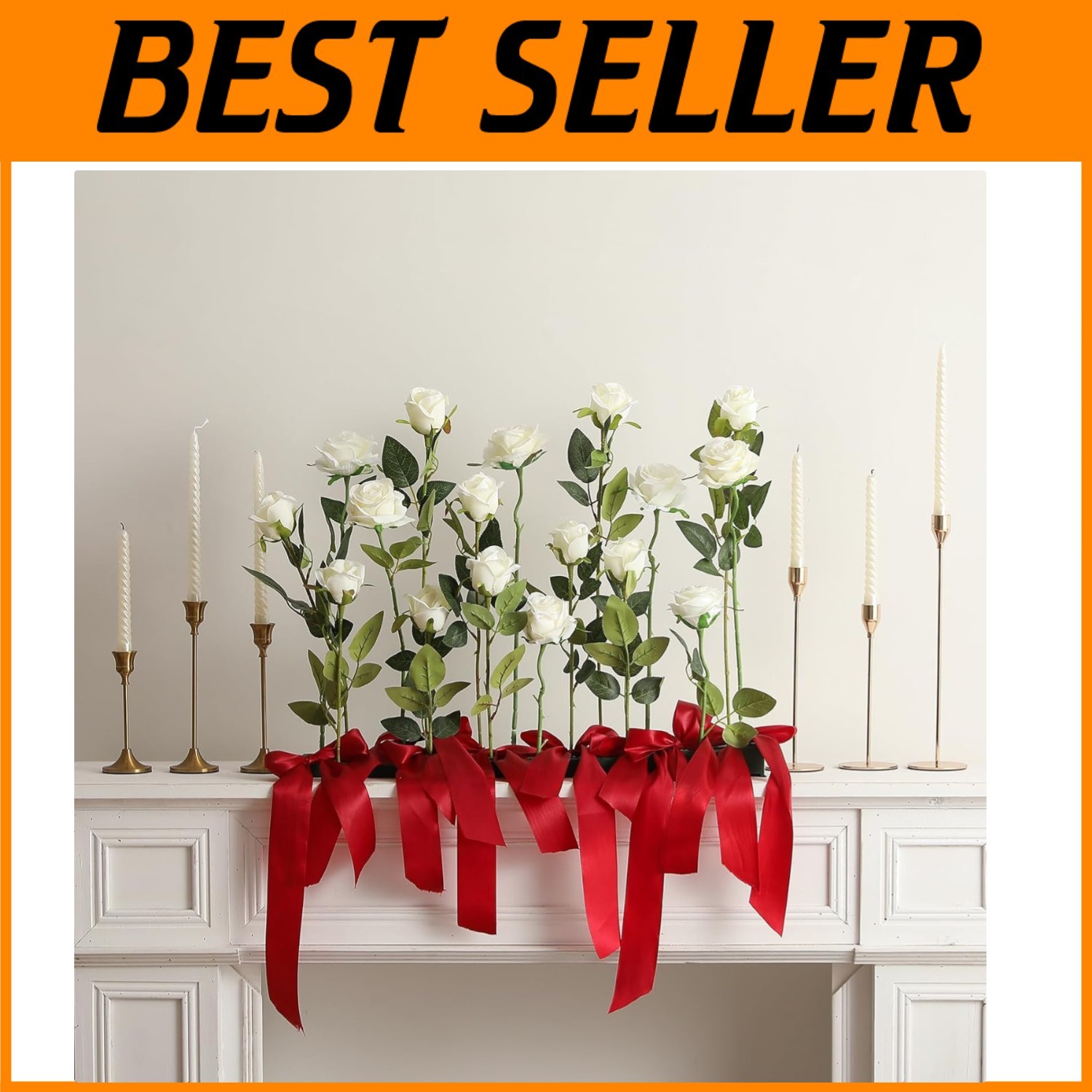 Realistic White Silk Roses Bouquet – 12pcs