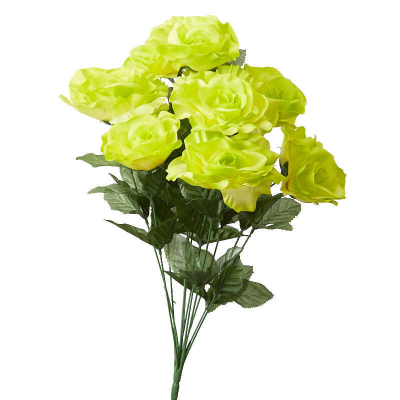 Factory Direct Craft Artificial Lime Green Open Rose Bush