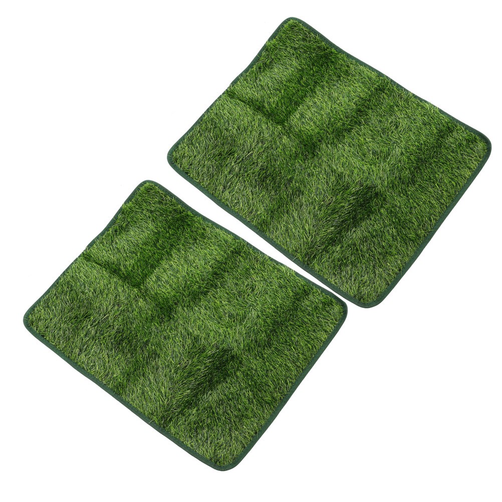 2Pcs Green Artificial Dog Grass Pad Washable Reusable Turf Mat for Pet Training