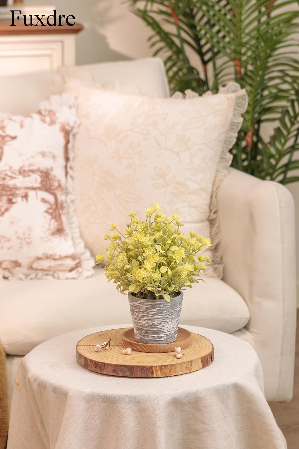 2 Pack Faux Small Desk Plants in Vintage Pots – Yellow Spring Decor