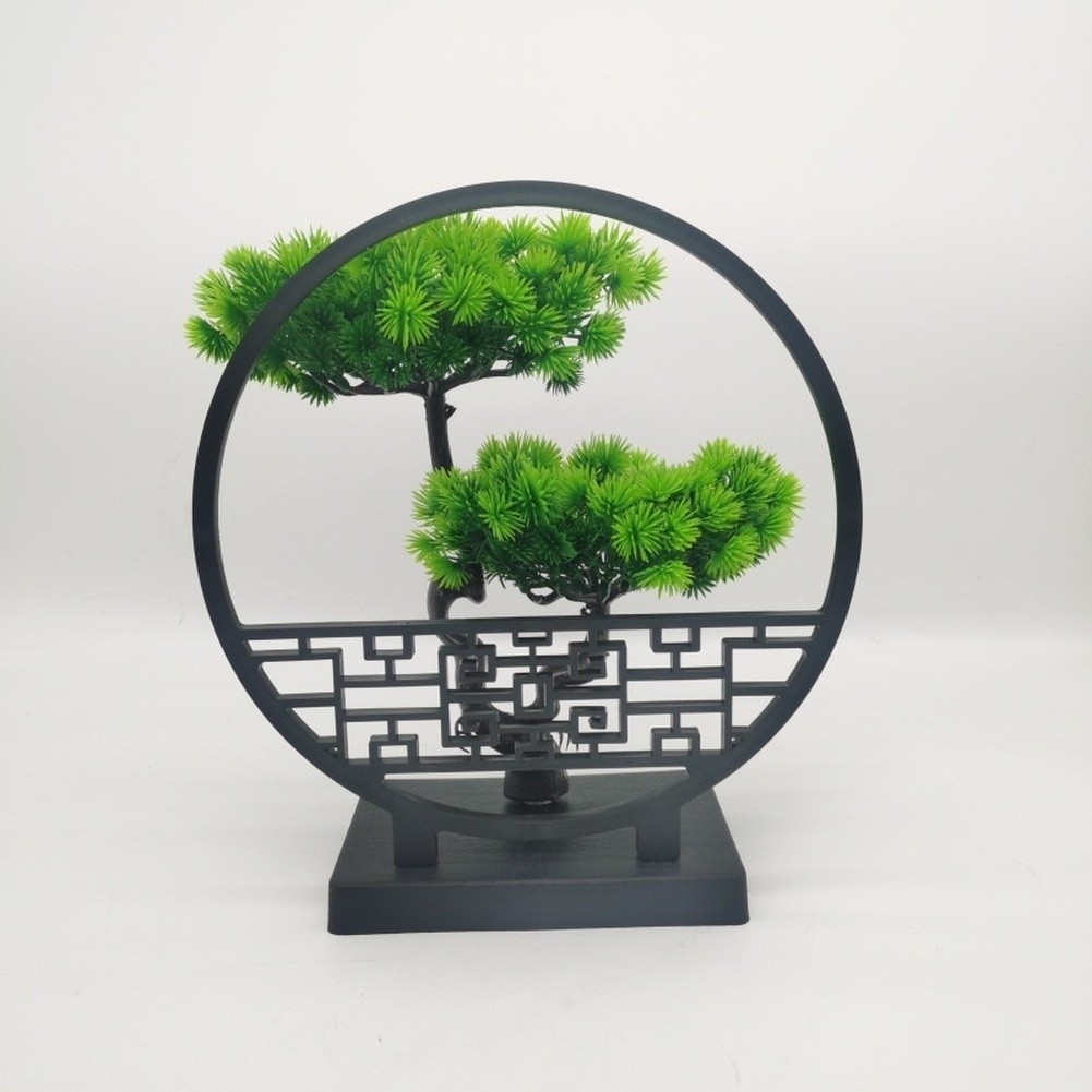 Artificial Pine Bonsai Plant for Desk Table Shelf Entryway 25cm Tall Green
