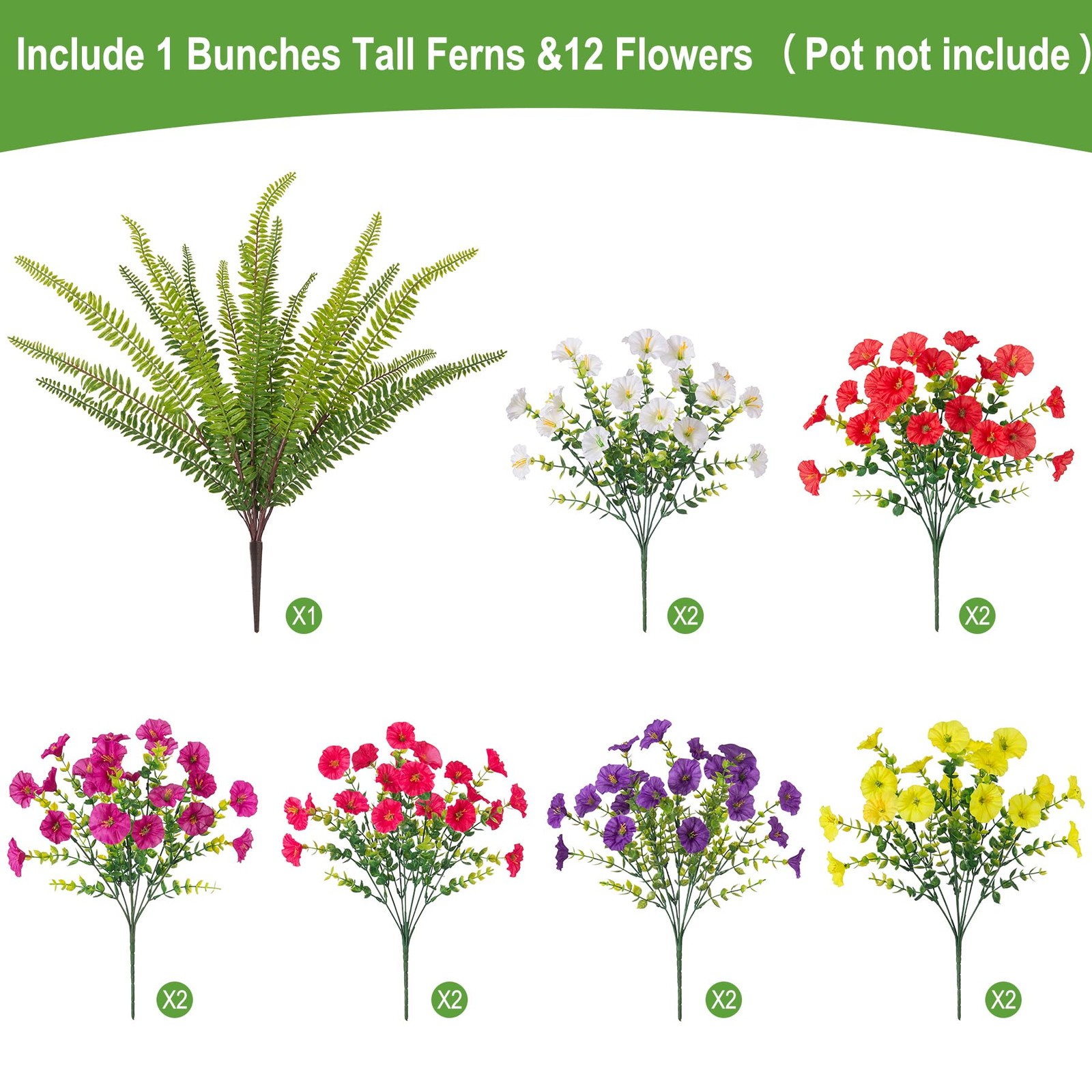Artificial Flowers for Outdoors Faux Plants Outside Indoor,UV Resistant Silk …