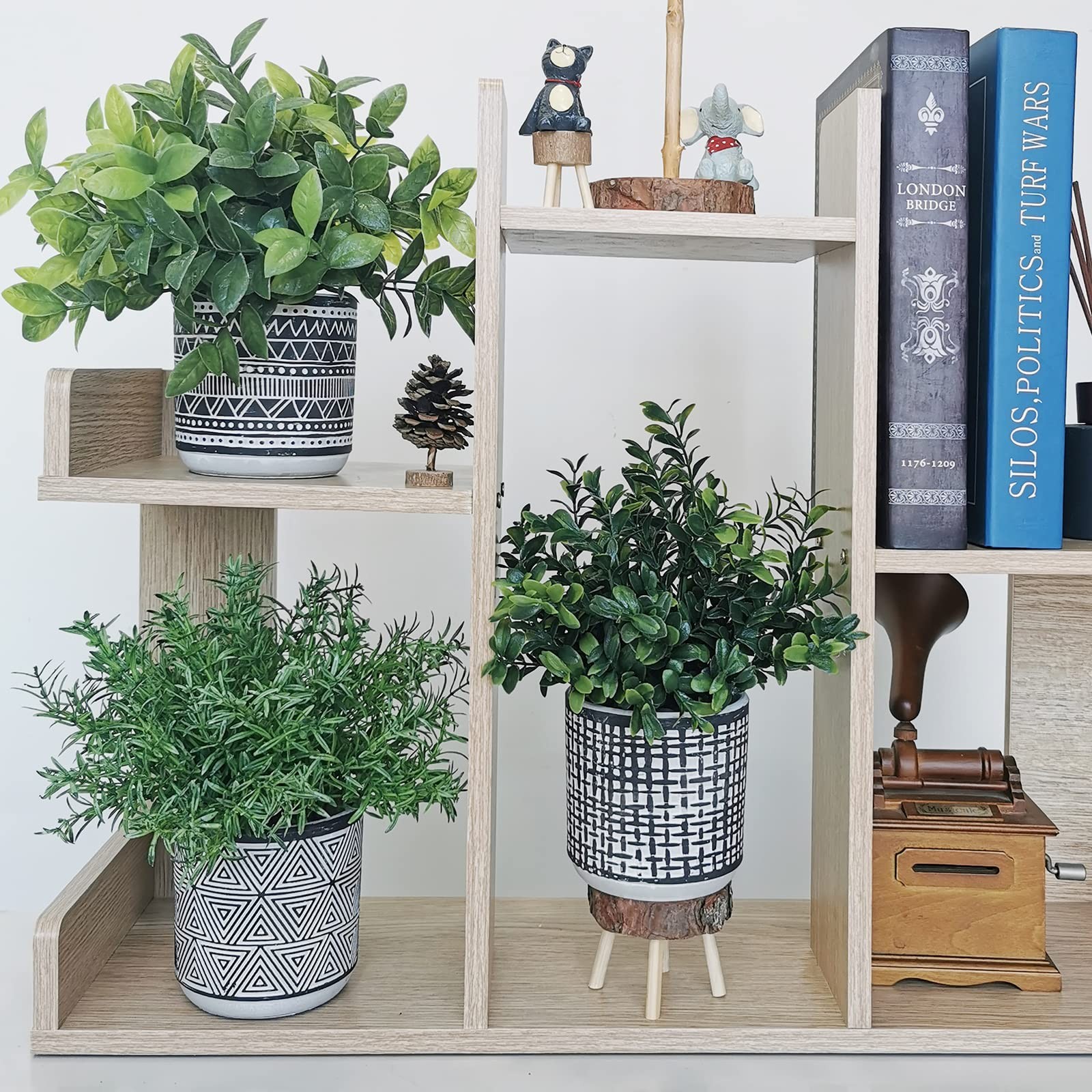 Winlyn Set of 3 Small Potted Plants Artificial Eucalyptus Rosemary Boxwood Pl…