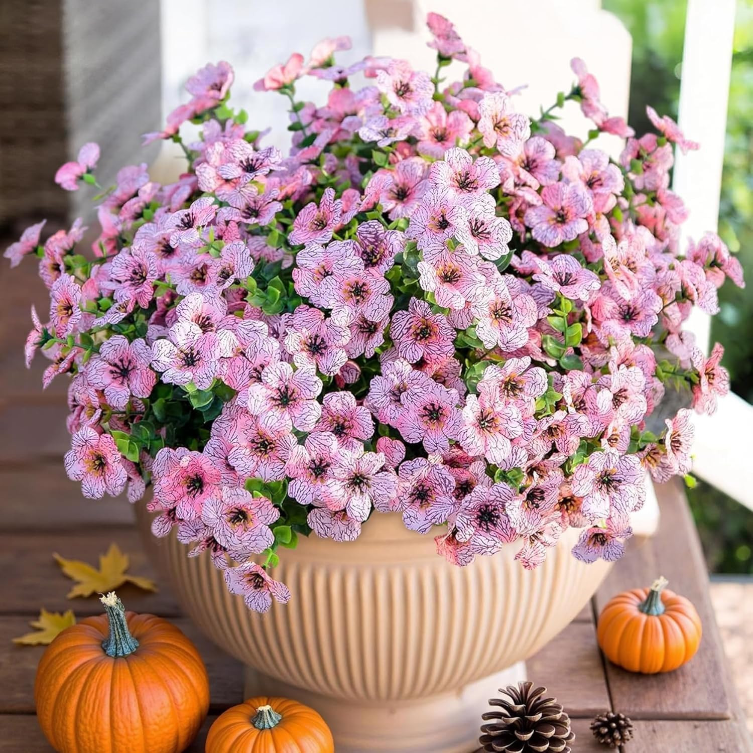 Artificial Fall Flowers Faux Mums for Outdoor Indoor Garden Home Decoration, Fau