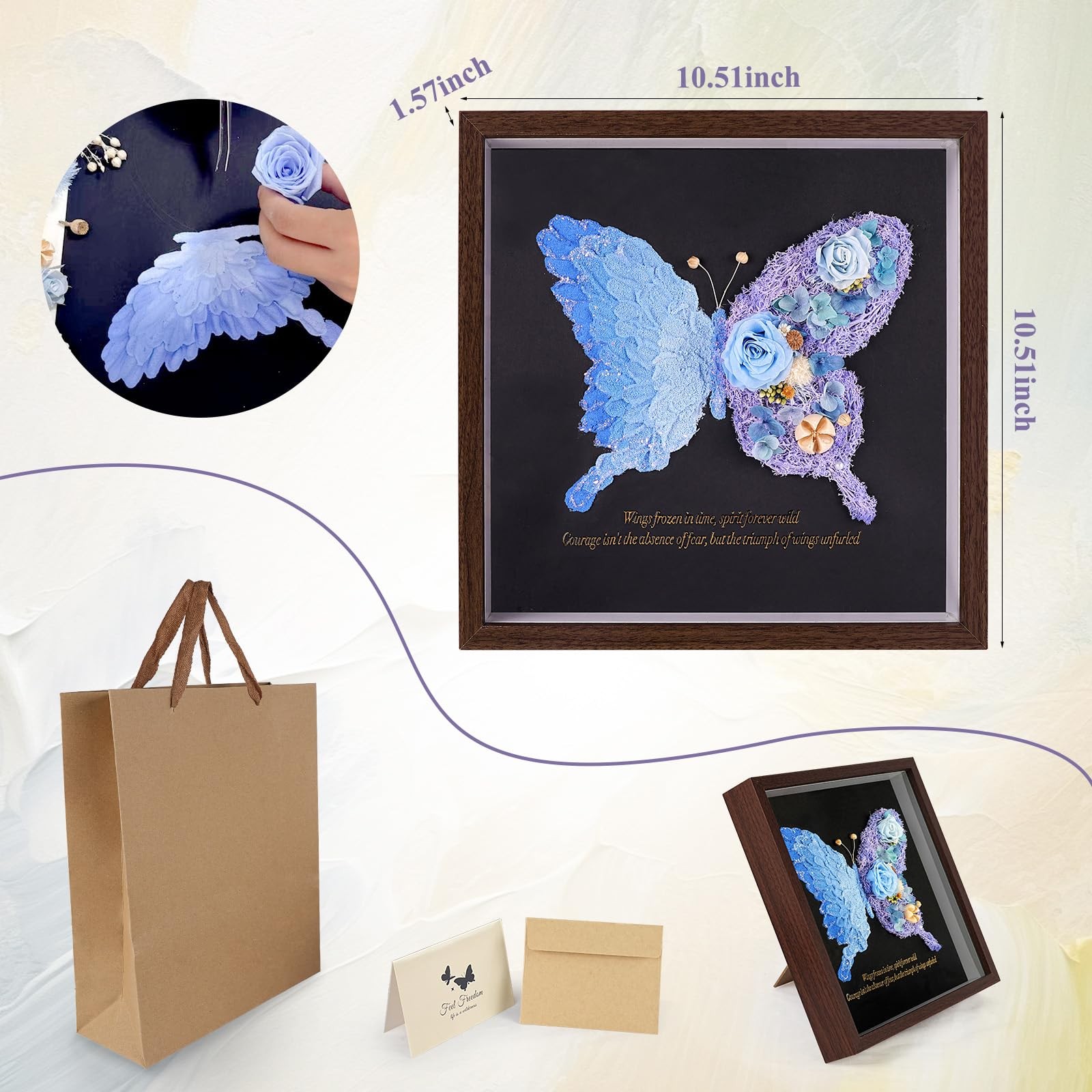 10x10In Butterfly Shadow Box Frame for Preserved Flowers – Handmade Forever F…