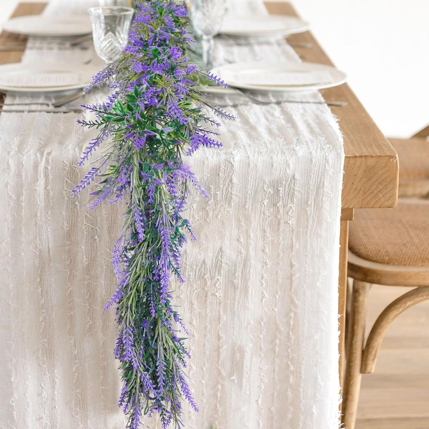 6Ft Purple Lavender Artificial Garland Decor, Spring Summer All Year Lavender De