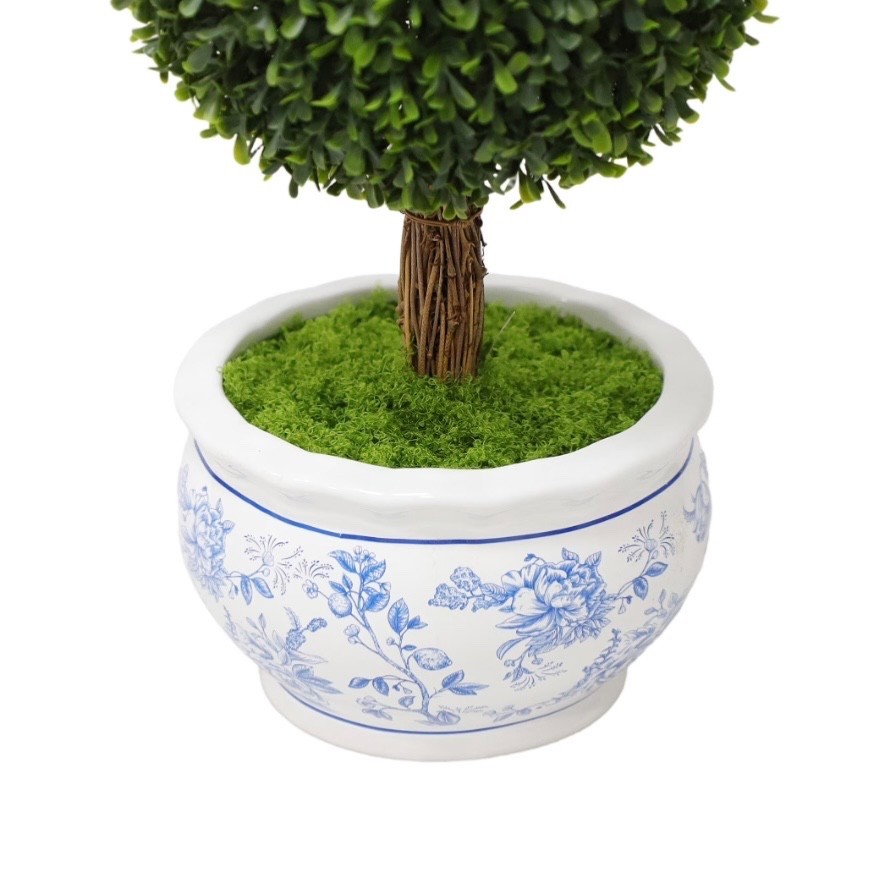 My Texas House Boxwood Artificial 16″ Topiary in Floral Pot NEW