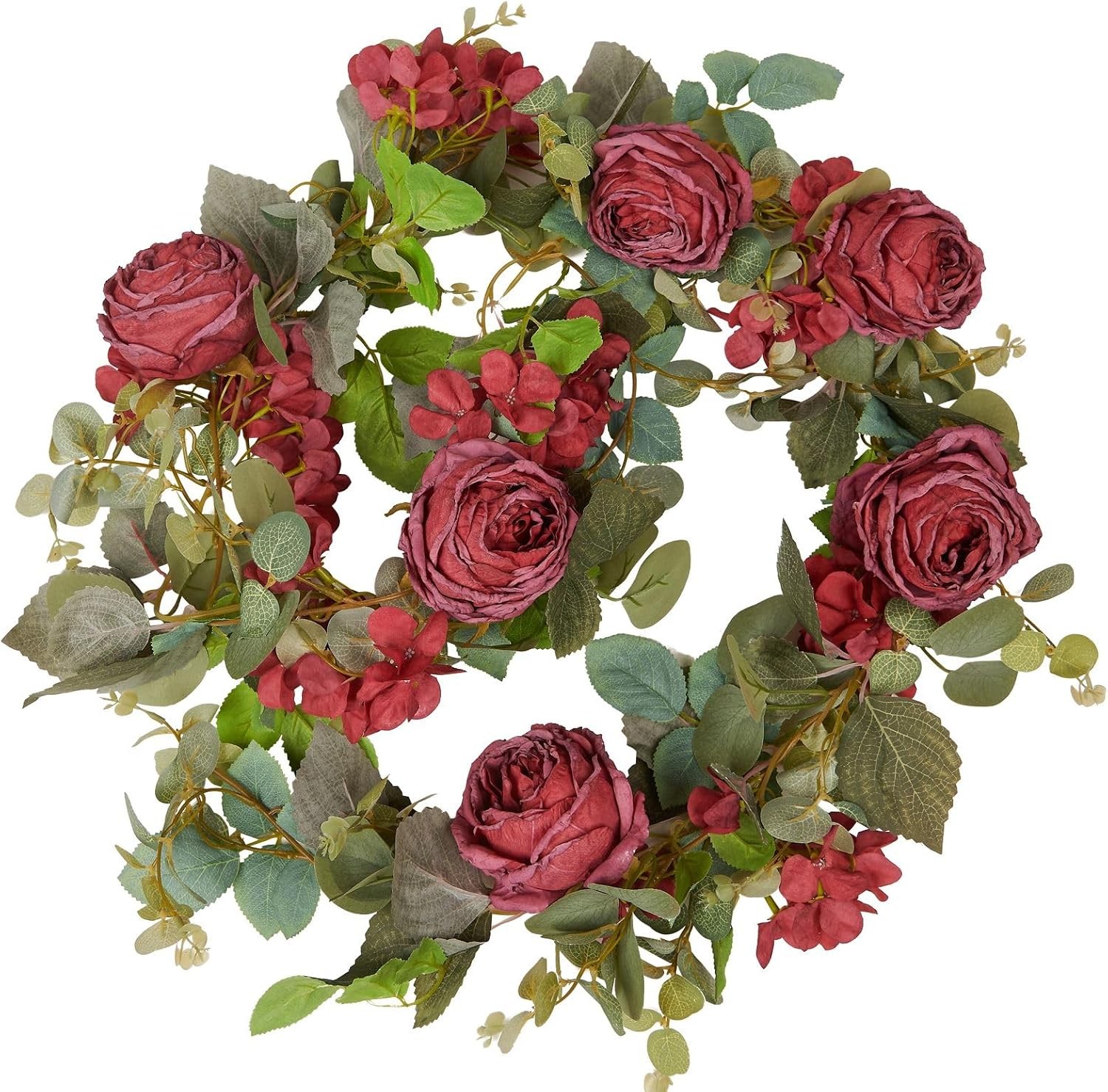 8 Pcs 8.2′ Artificial Rose Garland, Pink Flower Vine Faux Hanging Decor