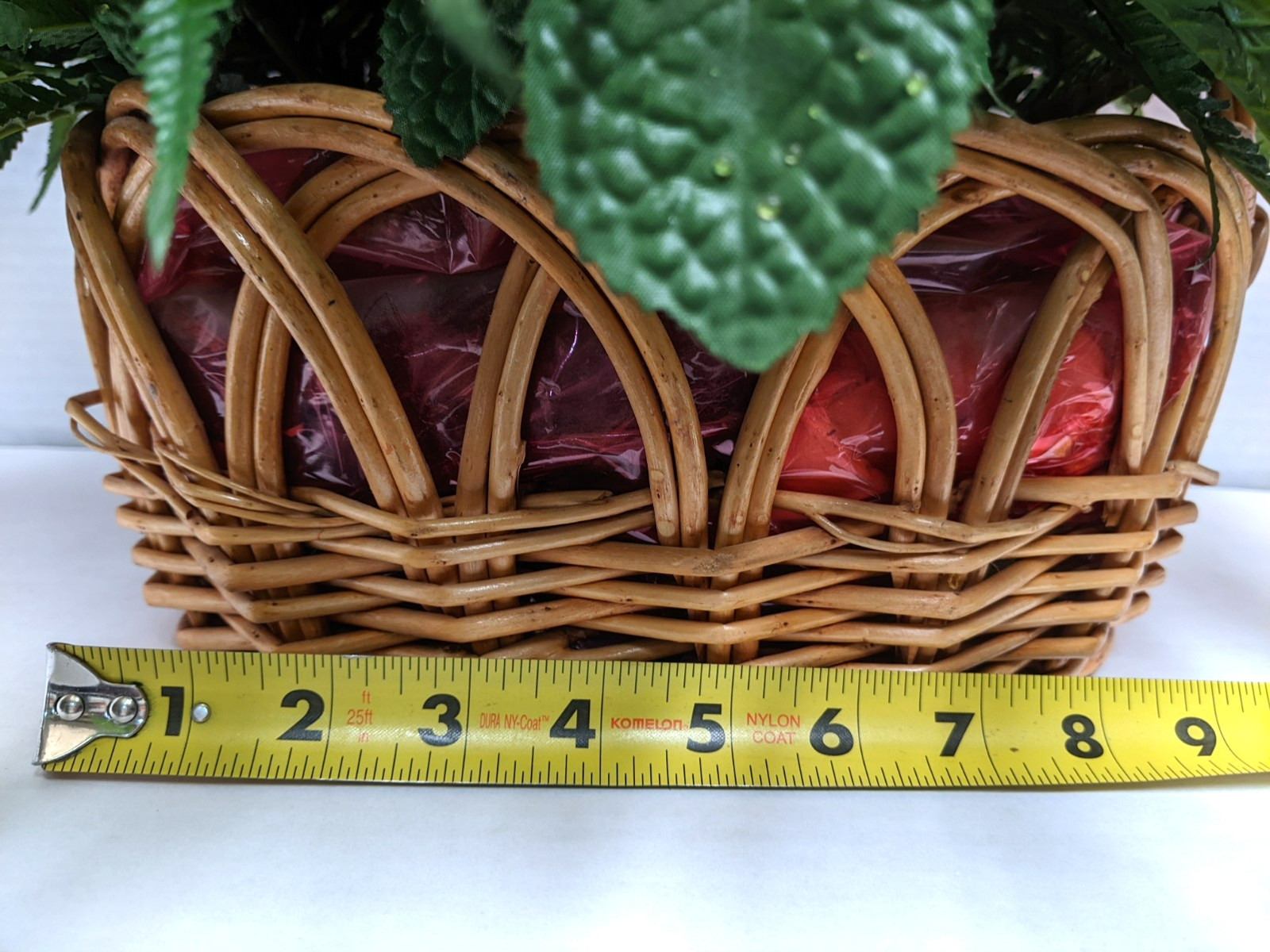 Genuine Silk Roses Large Artificial Floral Basket Arrangement Fake Flowers Red