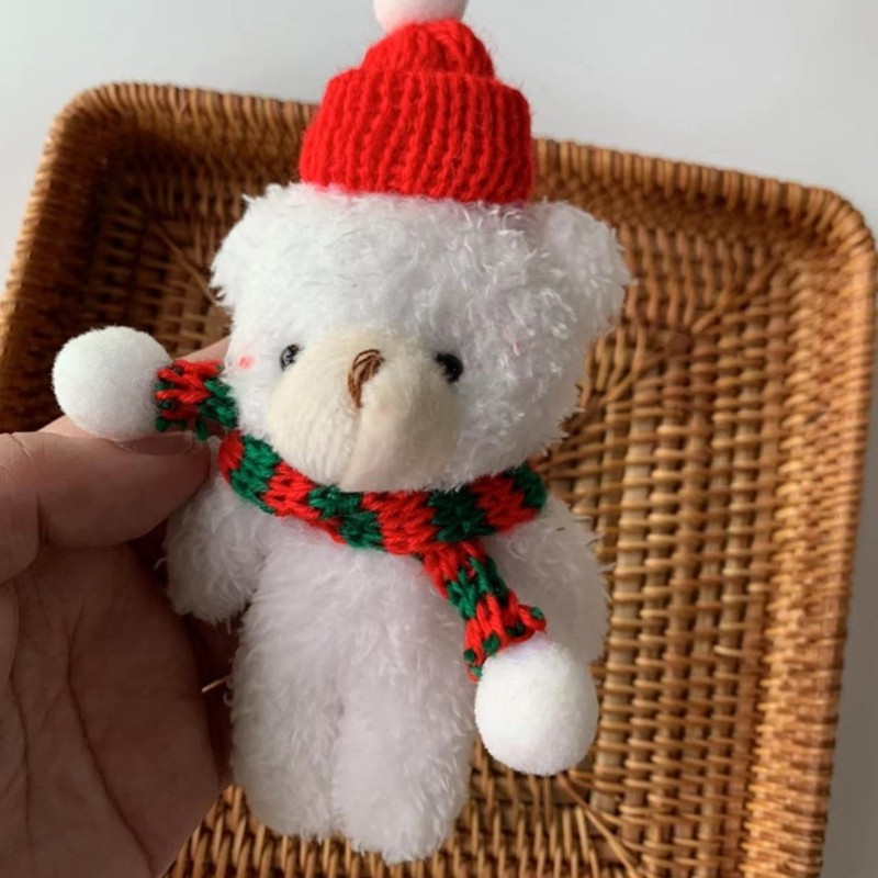 Christmas Bear Stuffed Animal Plush Doll Toy DIY Keychain Bouquet Materials Cake