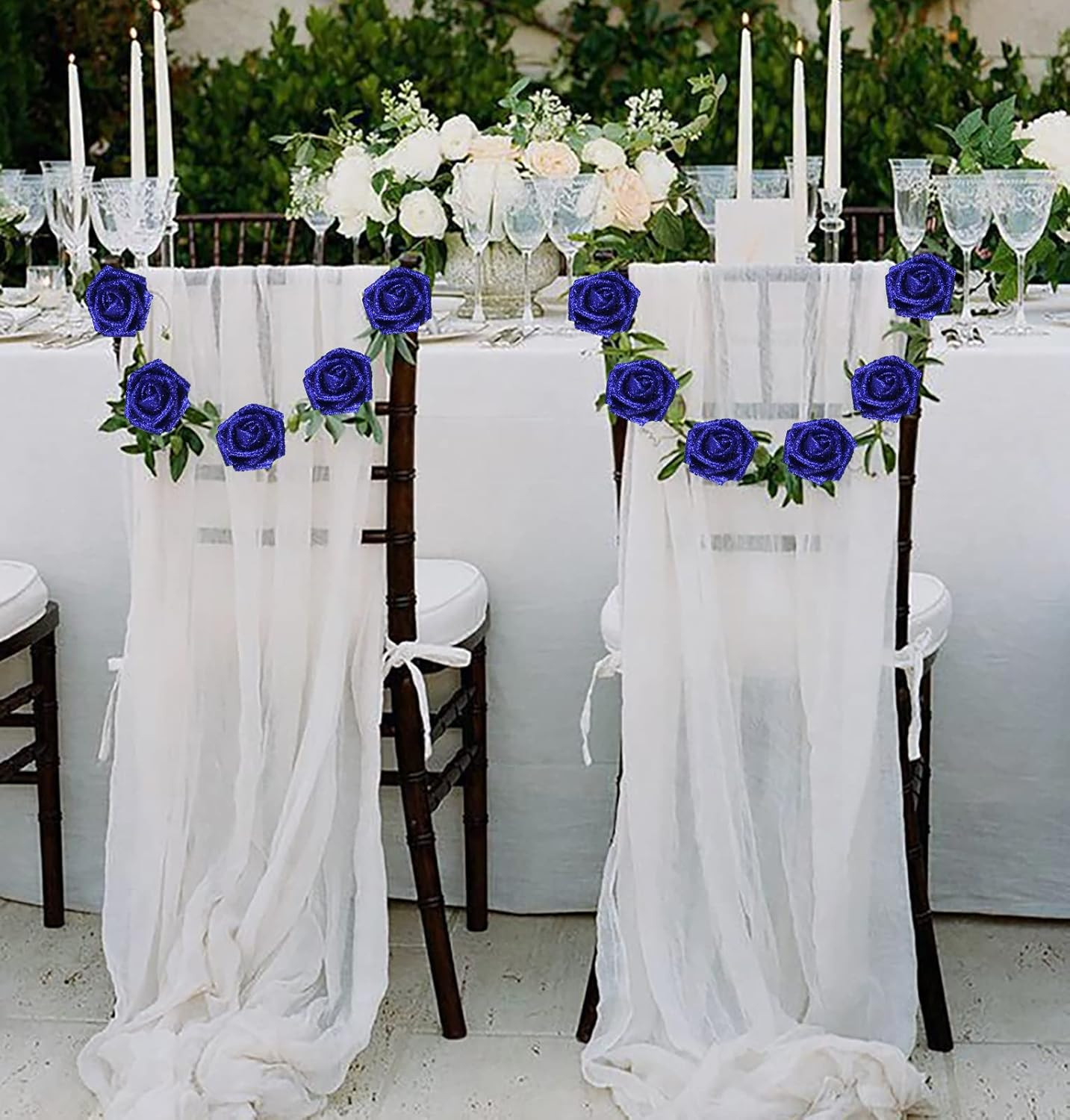 Foam Roses,50pcs Royal Blue Glitter Roses Glitter Flowers Foam Flowers with Stem