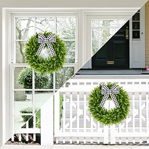 20″ Faux Round Boxwood Wreath, Artificial Large Boxwood Wreath Front 20 Inch