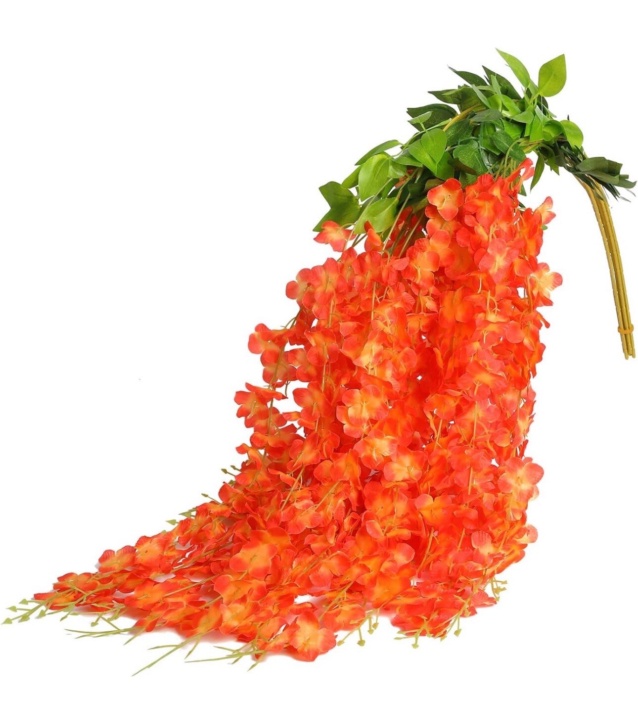 Wisteria Hanging Flowers 3.6 Ft Wisteria Vine Artificial Orange 12 Plus Pieces