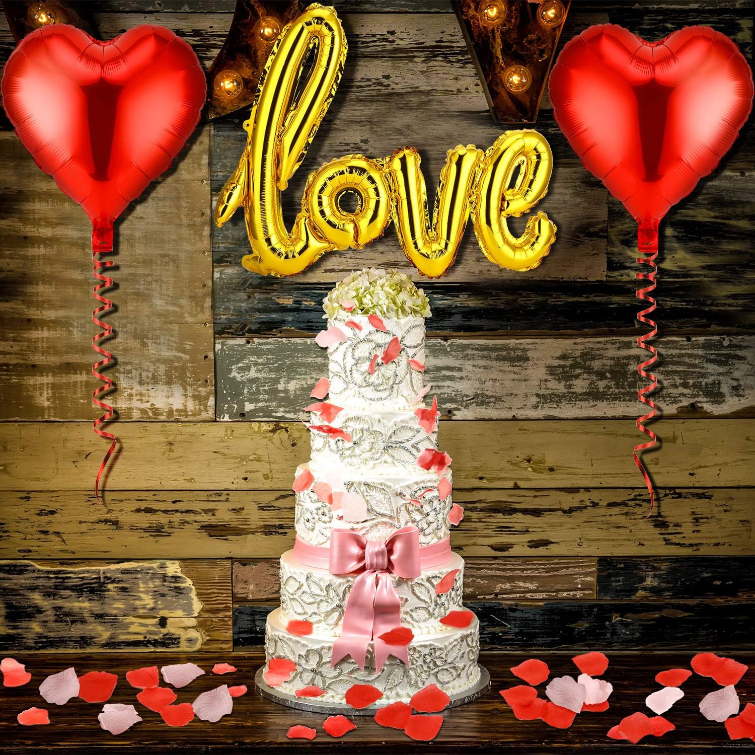 Valentines Day Red Wedding Decorations Artificial Petals Heart Shaped Love Foil