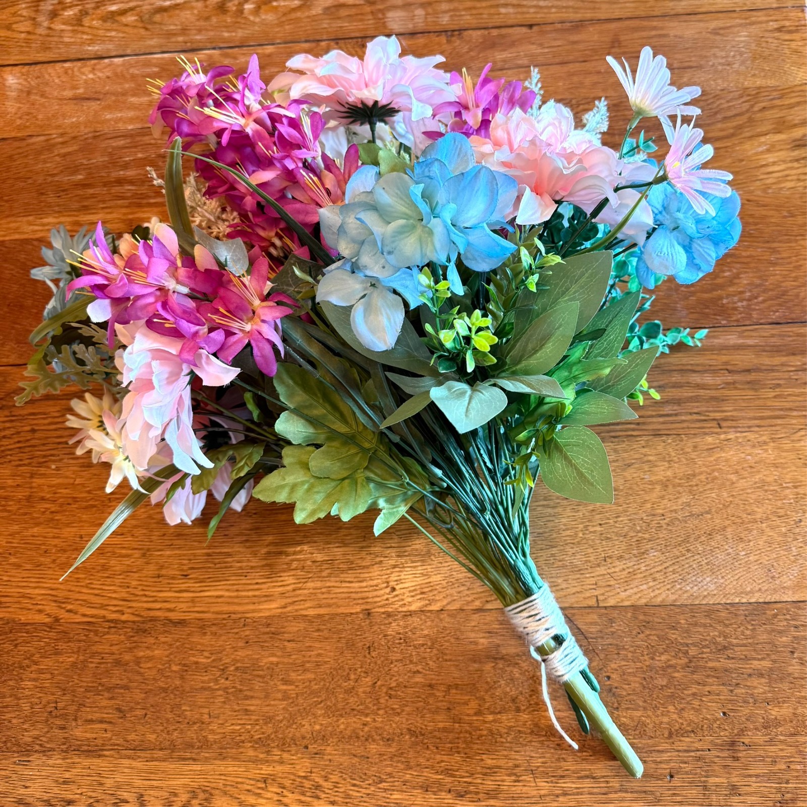 Large Silk Flower Arrangement from Upcycled Mixed Florals Hand Painted Details