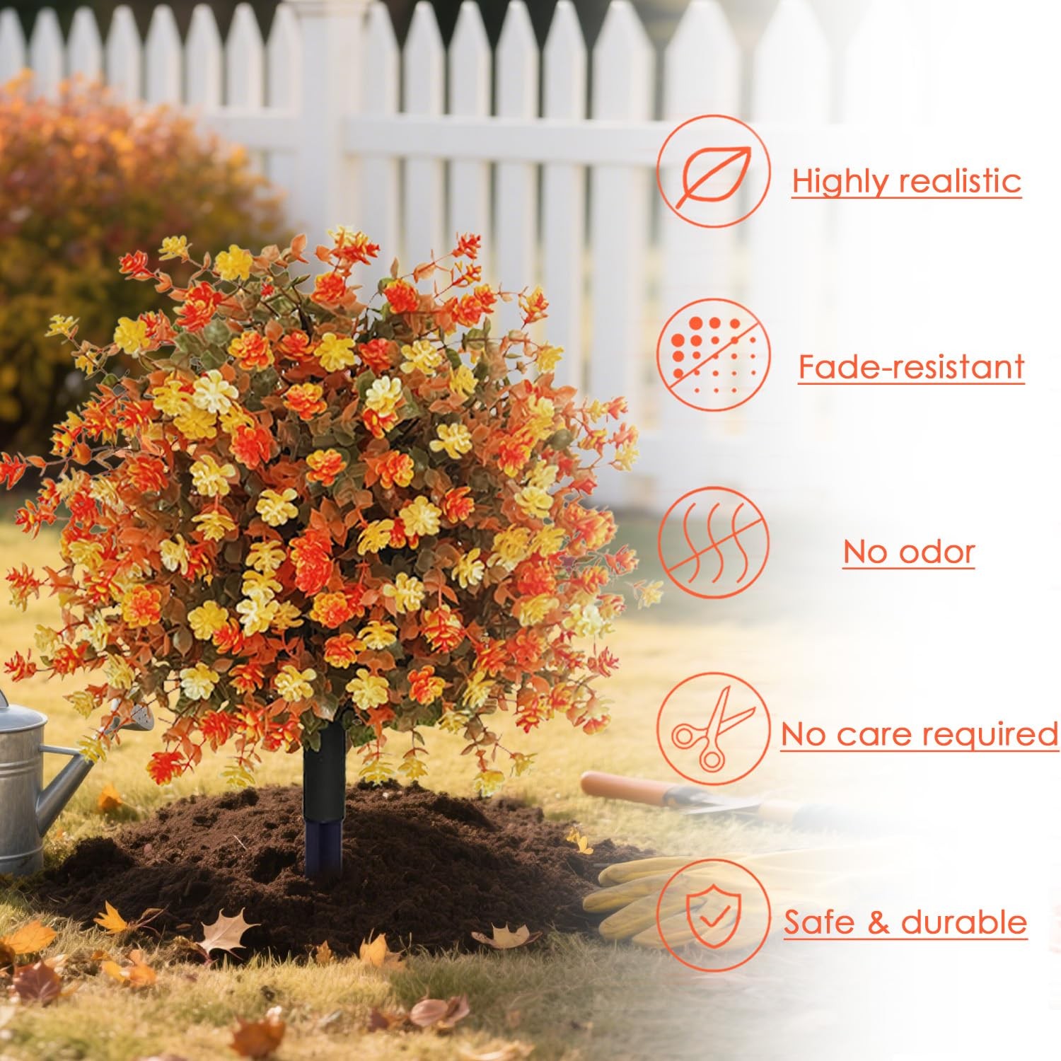 YUGYUM 2 Pack Fall Artificial Topiary Ball Trees with Ground Spike,23 Inches …